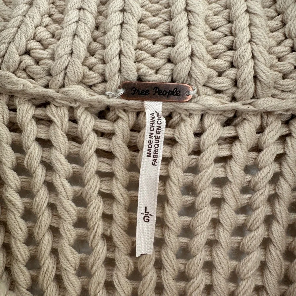 Free People My Only‎ Sunshine Sweater Womens Large Beige Mock Neck Chunky Knit